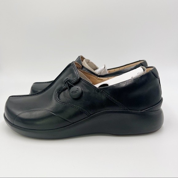 6XW 6 XW Extra Wide Clarks Women's Un.Loop 2 Walk Black Leather‎ Loafer Shoes - Picture 7 of 16